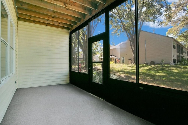 view of unfurnished sunroom