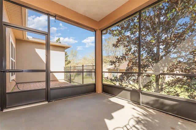 view of unfurnished sunroom