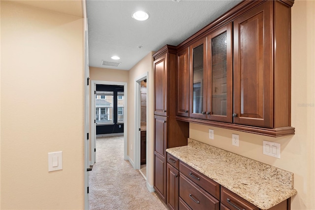 1341 Mill Stream Ln, Winter Springs, FL 32708 - hallway featuring recessed lighting, light colored carpet, visible vents, and baseboards