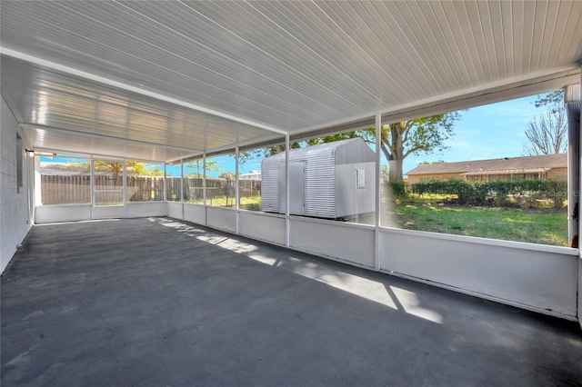 view of unfurnished sunroom