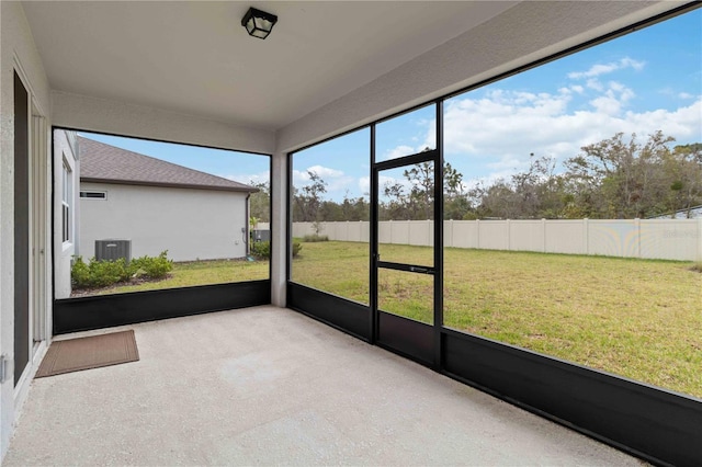 view of unfurnished sunroom