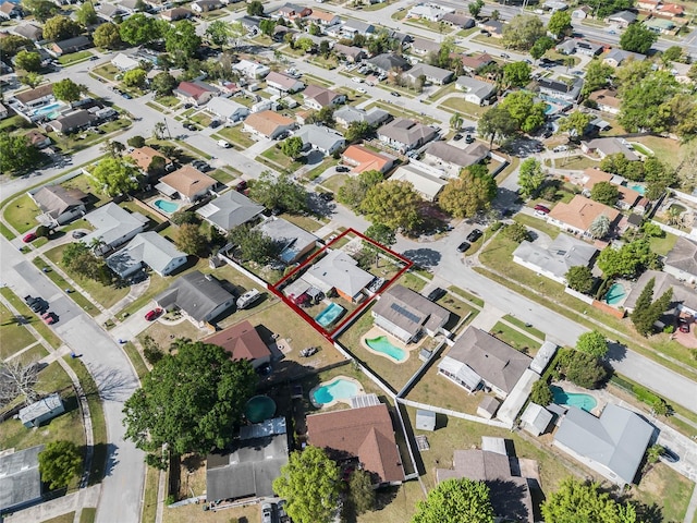 aerial view featuring a residential view