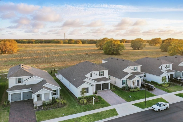 bird's eye view with a rural view