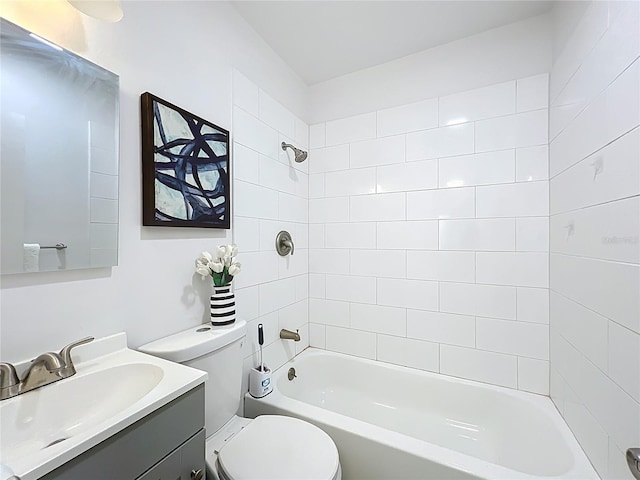 full bathroom with vanity, toilet, and shower / tub combination