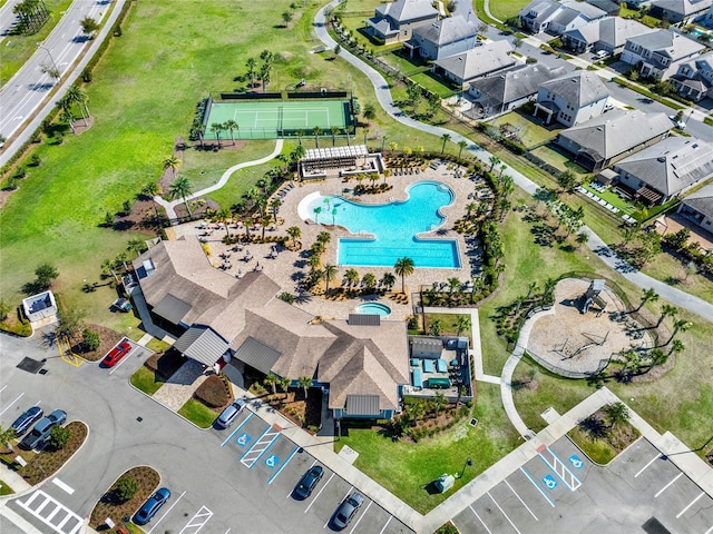 aerial view featuring a residential view