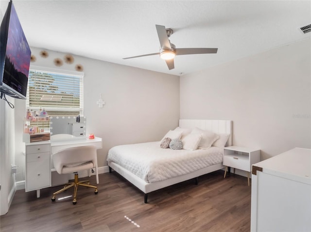 753 Daybreak Pl, Longwood, FL 32750 - bedroom with visible vents, a ceiling fan, baseboards, and wood finished floors