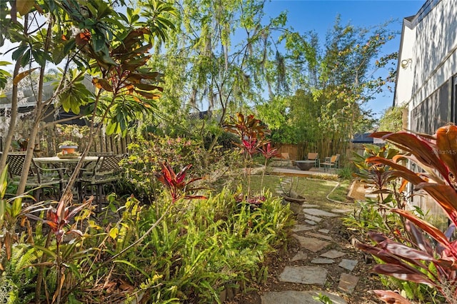 view of yard featuring a patio and a fenced backyard