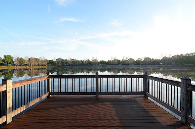 deck with a water view