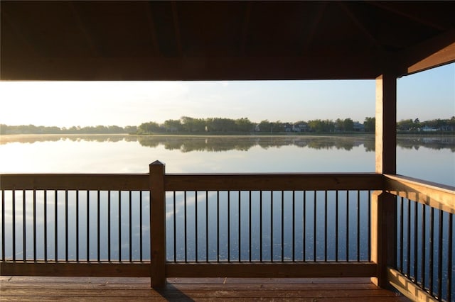 deck with a water view