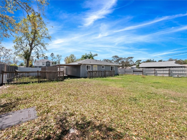 view of yard featuring a fenced backyard