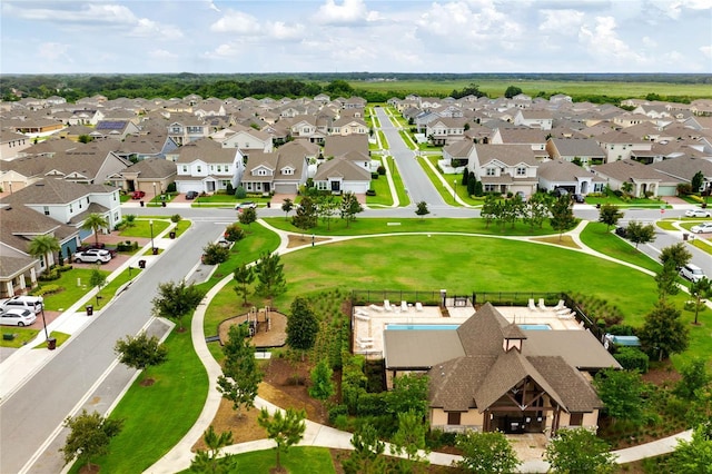 birds eye view of property with a residential view