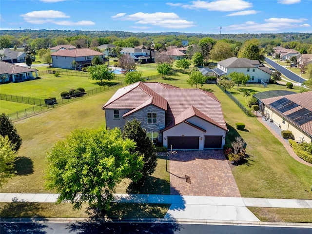 aerial view with a residential view