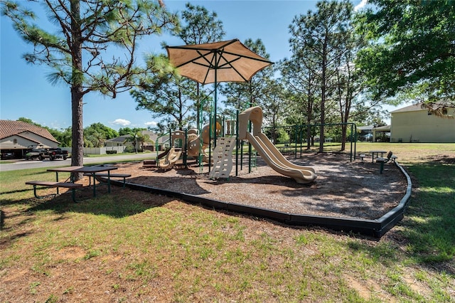 communal playground with a yard