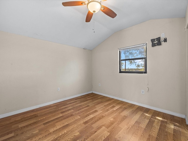 16510 Quarter Horse Ct, Montverde, FL 34756 - unfurnished room with lofted ceiling, baseboards, light wood-type flooring, and ceiling fan