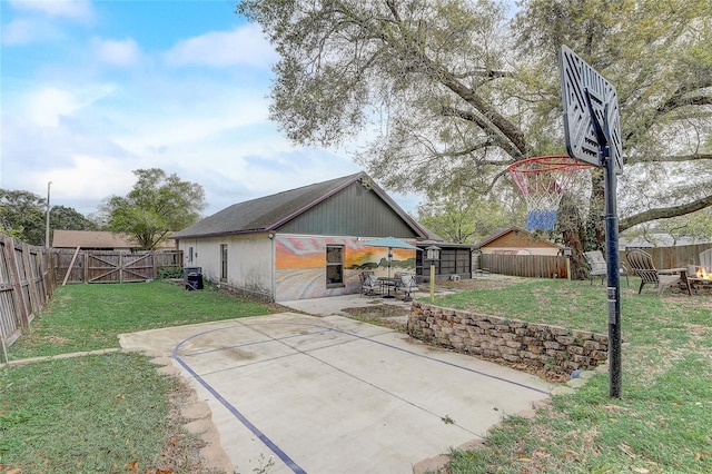 exterior space featuring a yard and a fenced backyard