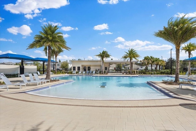 pool featuring a patio area