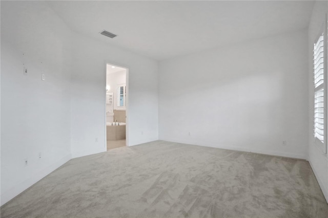 carpeted spare room with visible vents and a wealth of natural light