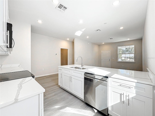 kitchen with visible vents, a sink, white cabinetry, recessed lighting, and appliances with stainless steel finishes