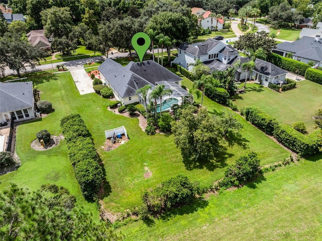 bird's eye view featuring a residential view