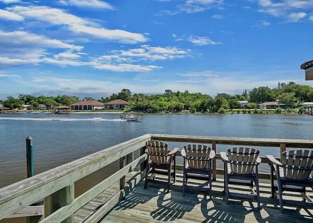 dock area with a water view