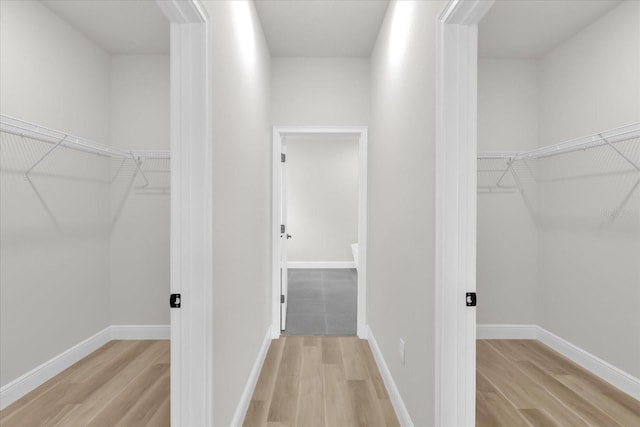 walk in closet featuring light wood-type flooring