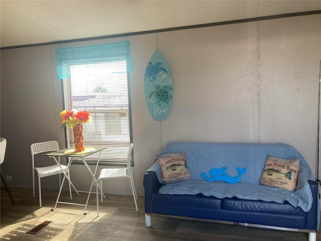 interior space with visible vents and wood finished floors