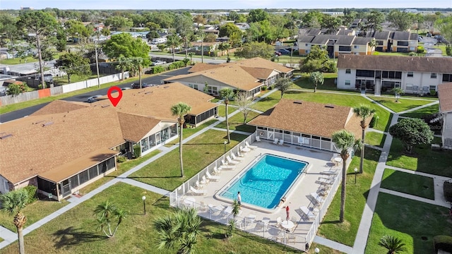 aerial view with a residential view