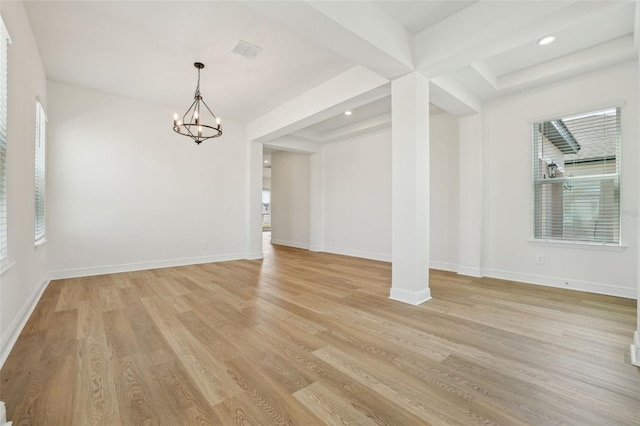 16354 Silver Grove Blvd, Winter Garden, FL 34787 - spare room featuring a chandelier, light wood-style floors, baseboards, and recessed lighting