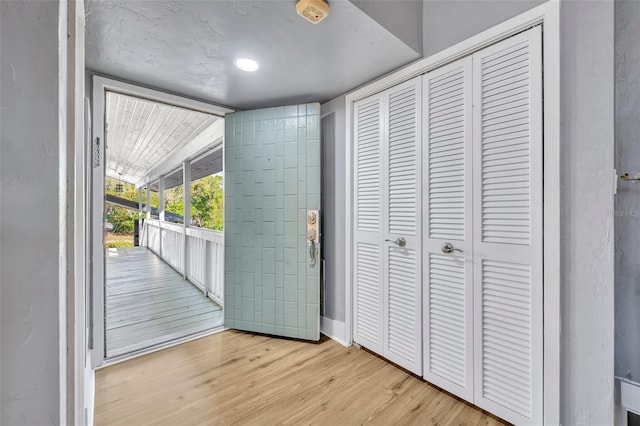 doorway featuring light wood-type flooring