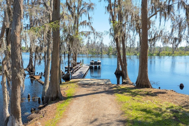 view of dock featuring a water view