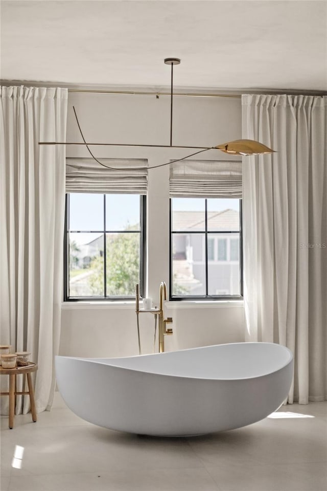 bathroom featuring a freestanding bath