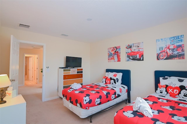 bedroom featuring visible vents and carpet