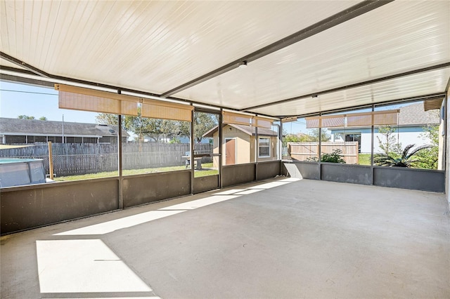 view of unfurnished sunroom