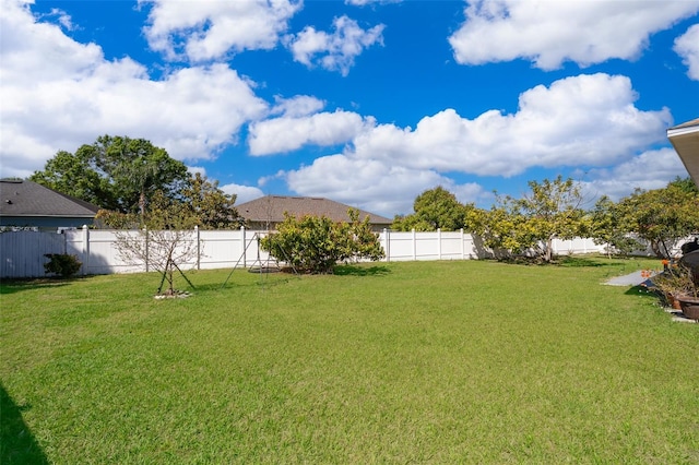 view of yard featuring a fenced backyard