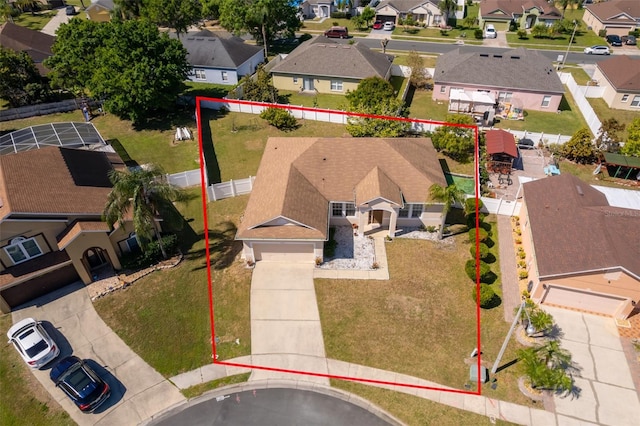 bird's eye view featuring a residential view