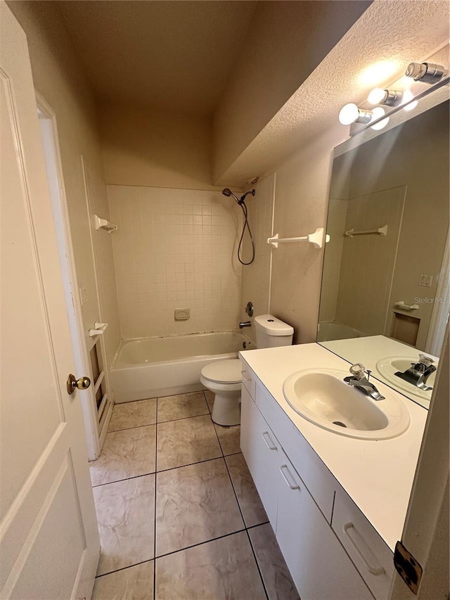 full bath featuring vanity, shower / bathing tub combination, and toilet