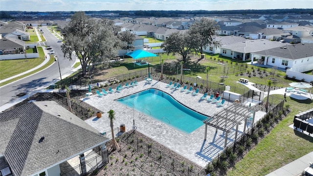 bird's eye view with a residential view