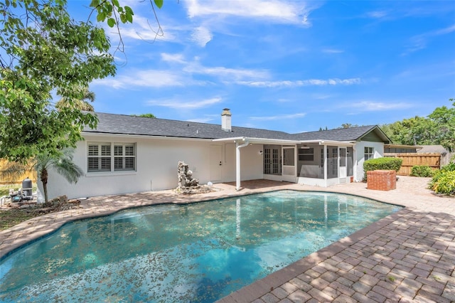 116 E Cottesmore Cir, Longwood, FL 32779 - view of pool with a fenced in pool, a sunroom, fence, and a patio