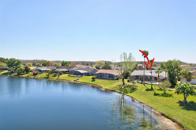 property view of water featuring a residential view