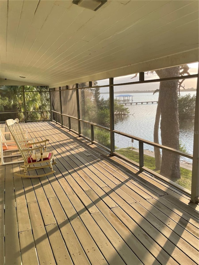 deck with a water view