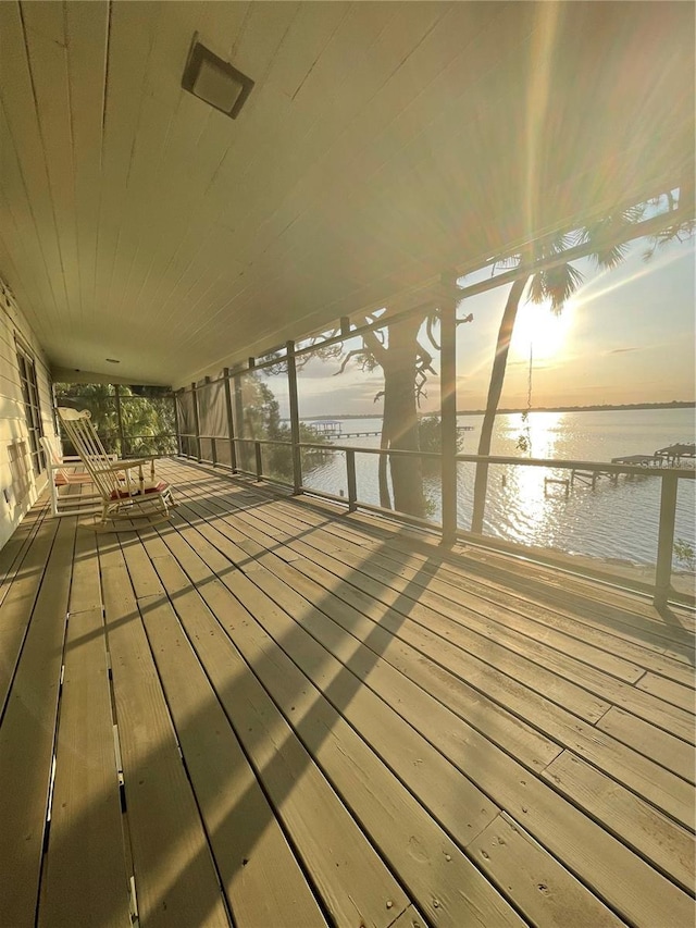 deck with a water view