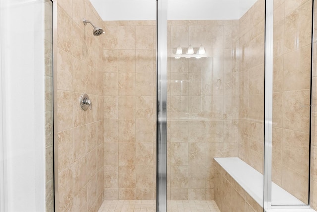 bathroom with a stall shower