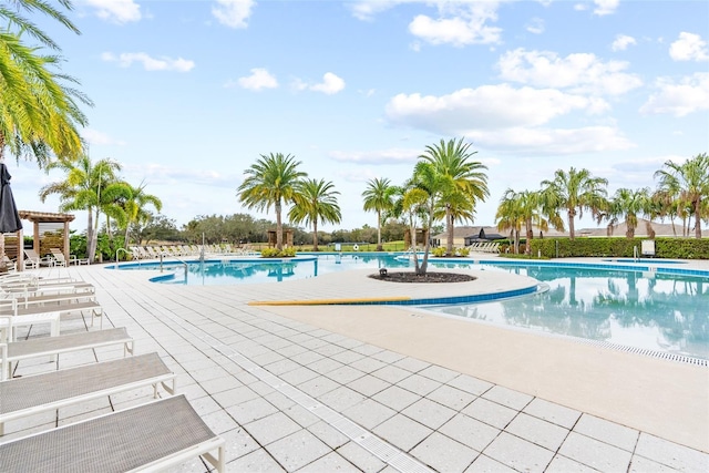 pool featuring a patio area