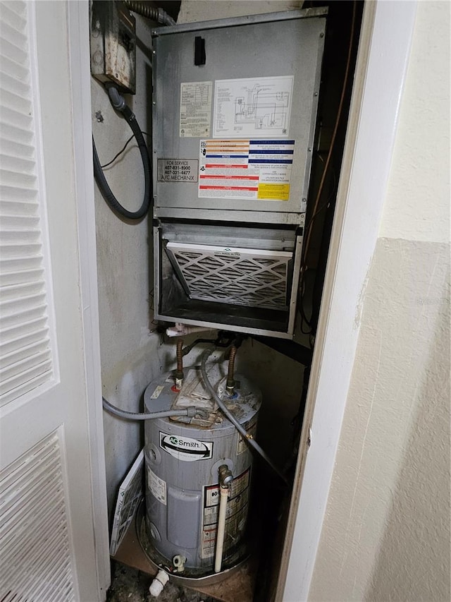 utility room with electric water heater