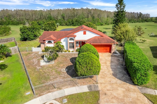 aerial view featuring a view of trees