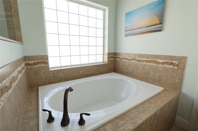 bathroom featuring a garden tub