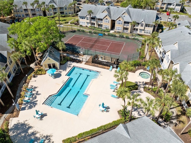 drone / aerial view with a residential view