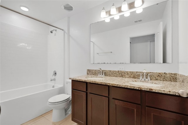 full bathroom with tile patterned flooring, visible vents, and a sink