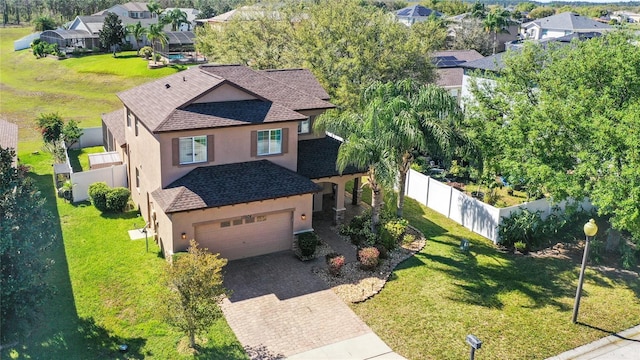 aerial view with a residential view