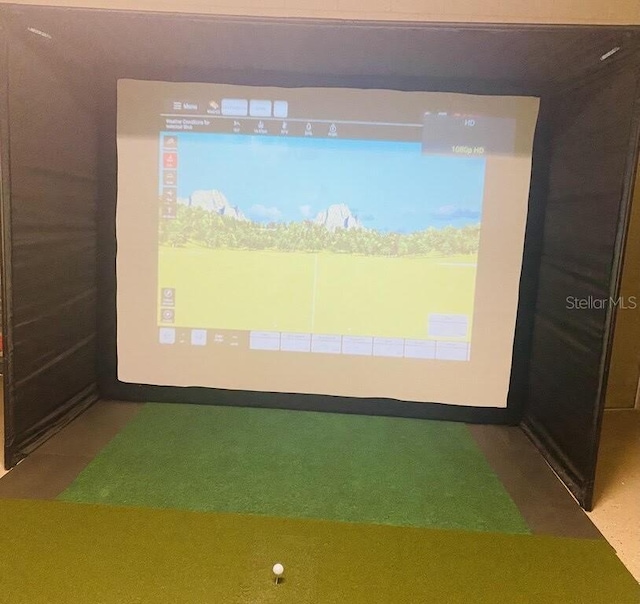 interior space with golf simulator